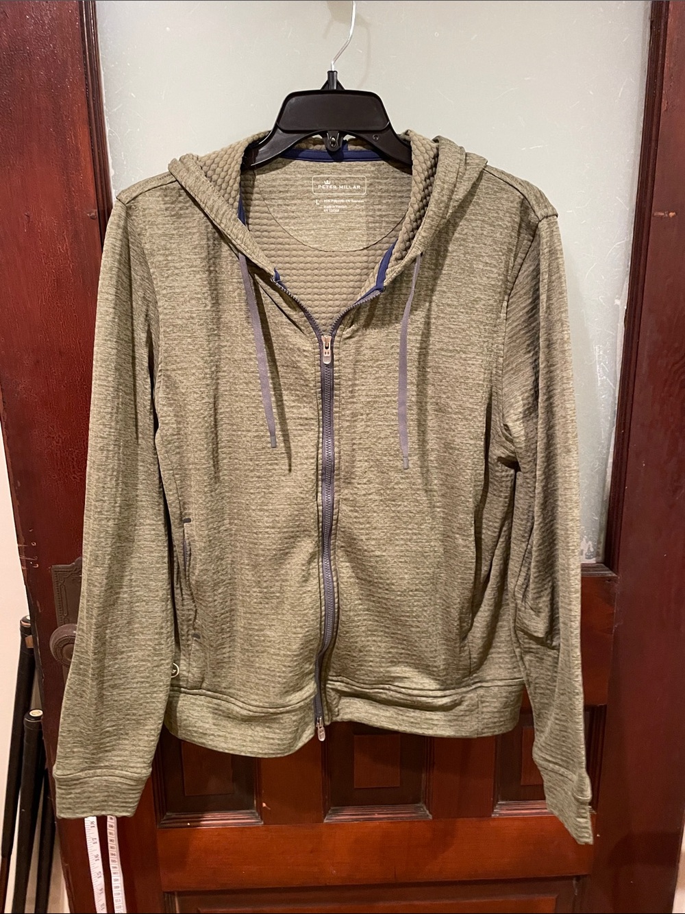 Peter Millar Olive Knit Full Zip Jacket with Navy Trim